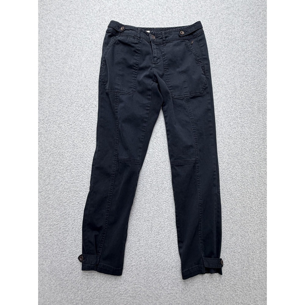 Pilcro And The Letterpress Pants Womens 26 Black Twill Chino Tapered Strap Ankle